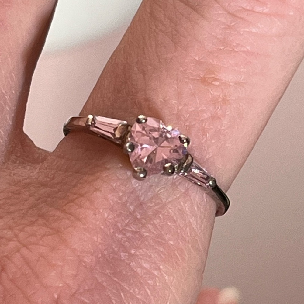 Vintage Pale Pink Heart Sterling silver coquette girl dainty Ring - Picture 5 of 14